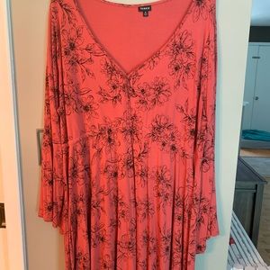 Floral peach bell sleeve dress